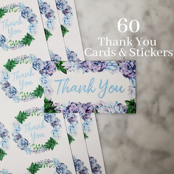 Poshmark Thank You Cards Poshmark Stickers Blue Flower Hydrangea Spring Floral - Picture 5 of 5